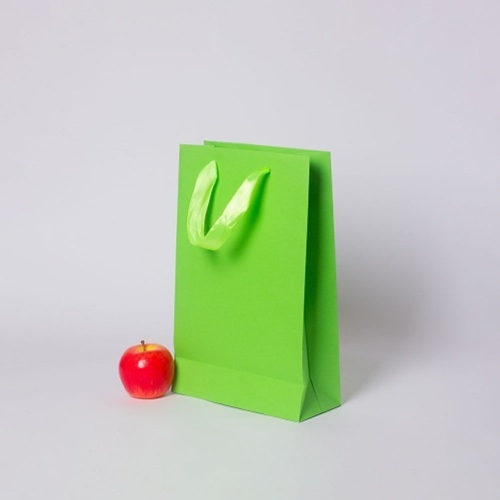 Пакет 23x36x10, салатовый, лента, эфалин VIP