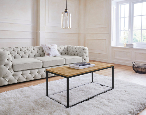 Стол кофейный Детлиф, стол журнальный лофт, деревянный, дуб/металл