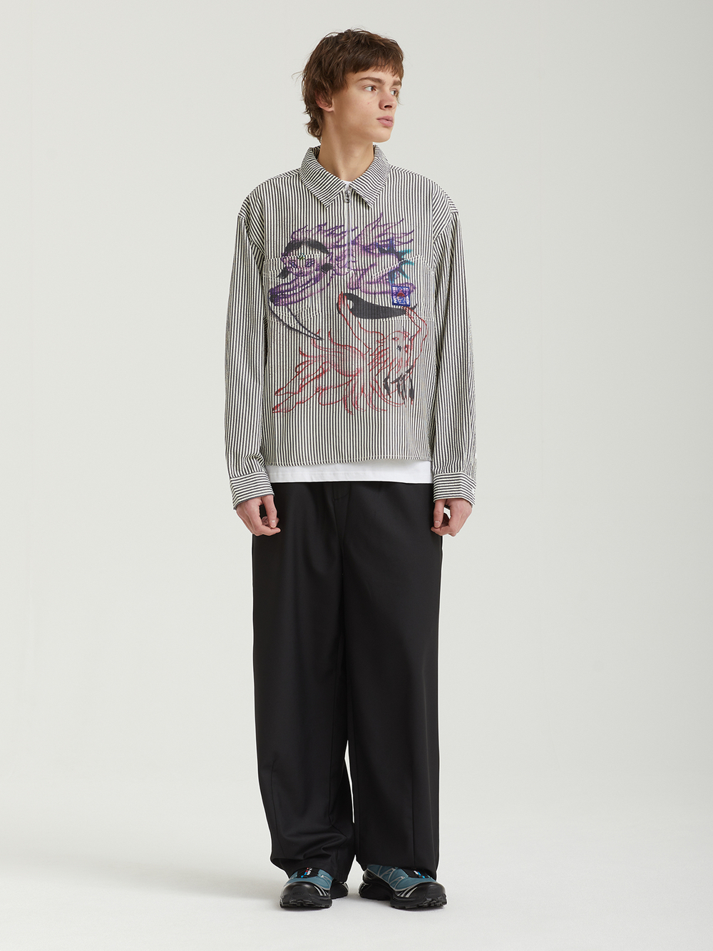 Мужская Рубашка Angel Striped Half Zip