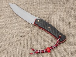 Нож для бушкрафта "Велес", сталь VG-10/Elmax, рукоять карбон (красный спейсер)