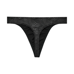 Мужские трусы стринги черные с рисунком зебры HOM OSLO G-String 402748_40J004