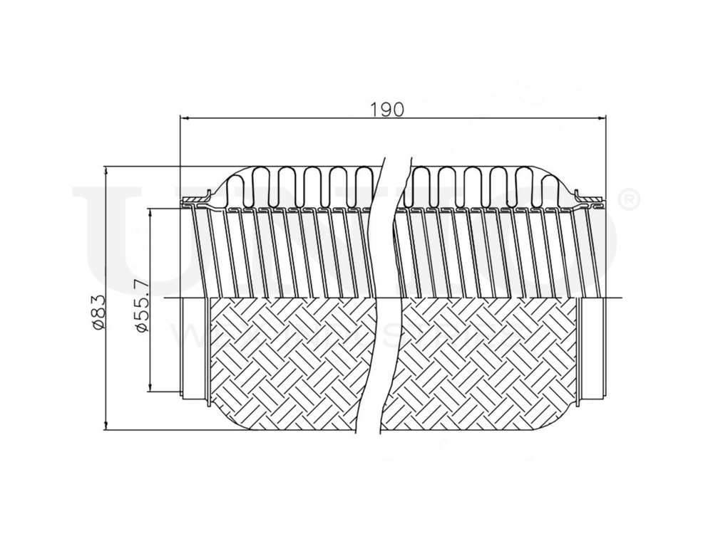 Гофра глушителя 55x190 мм InterLock UNIO EXP-55190L