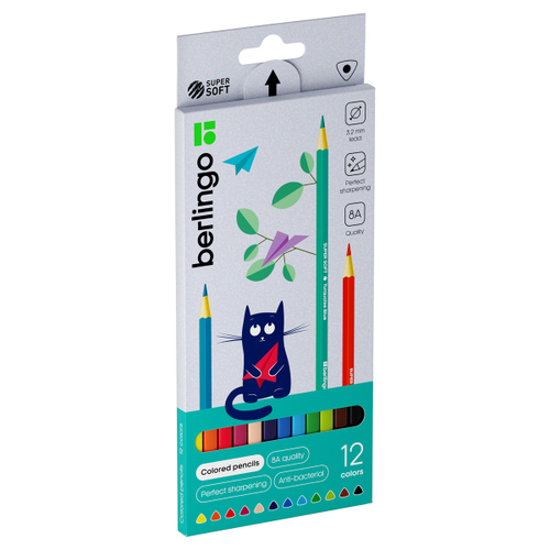 Карандаши цветные Berlingo "SuperSoft. Жил-был кот", 12цв.