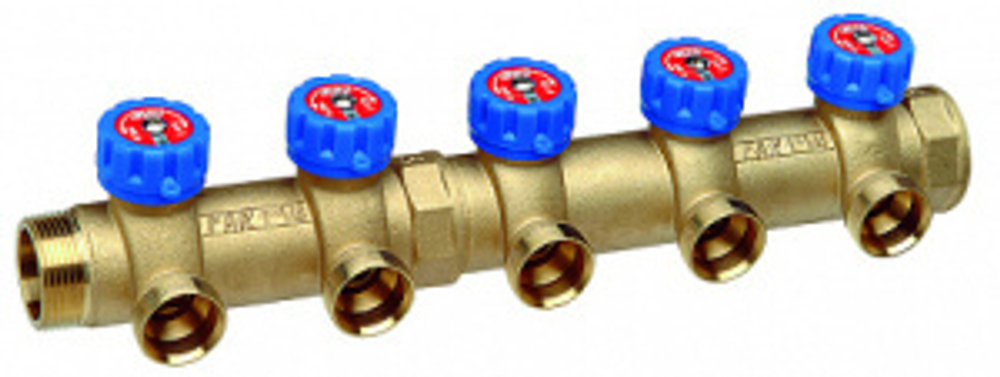 Коллектор регулирующий 1 1/4" (НР - ВР) c 4-мя отводами М33х1,5