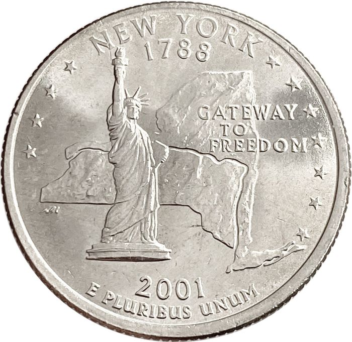 25 центов (1/4 доллара, квотер) 2001 США «Штат Нью-Йорк» (D)