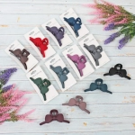Заколка-краб для волос на блистере «Style Matte», бантик, микс 6 цветов, 11см