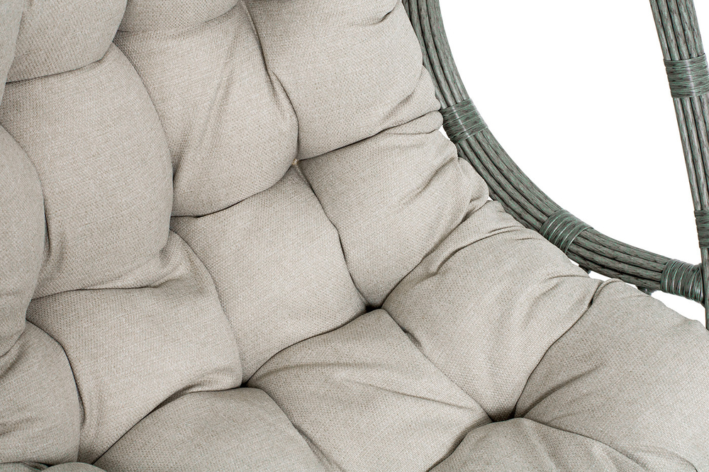 "Венеция" подвесное кресло-кокон из искусственного ротанга, цвет серый с бежевой подушкой