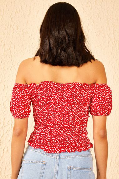 Qadın üçün sinə dekolteli qırmızı  bluz 10951022