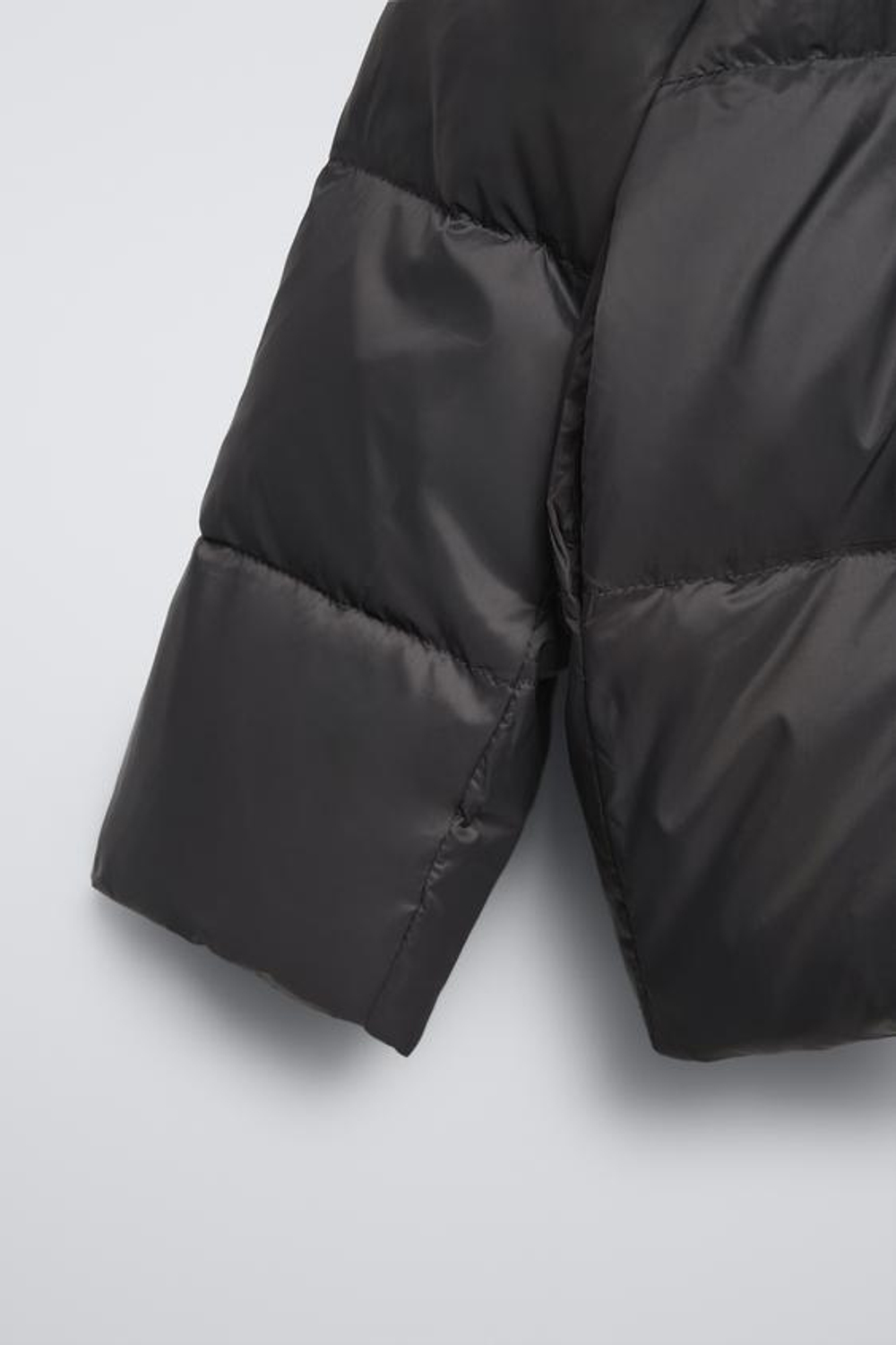 ZARA ПУХОВИК С НАПОЛНИТЕЛЕМ ИЗ ПЕРА И ПУХА, АНТРАЦИТОВО-СЕРЫЙ