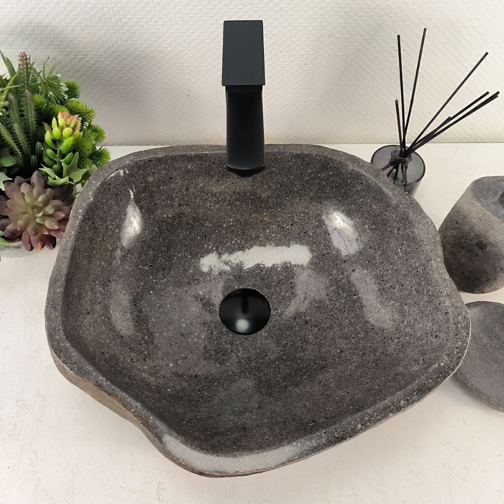 Каменная раковина из речного камня RS-05121 (44*39*15) 0856 из натурального камня