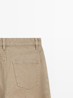 Massimo Dutti Джинсы-баллоны со средней посадкой, песочный