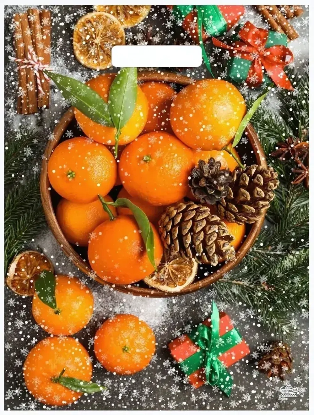 Пакет ПЭ с вырубной ручкой 31х40 (60) Тико НГ ламинация (Мандарины) Россия