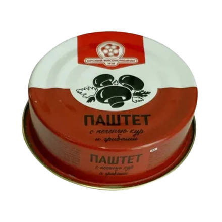 Паштет Орский мясокомбинат с куриной печенью и грибами 100 гр