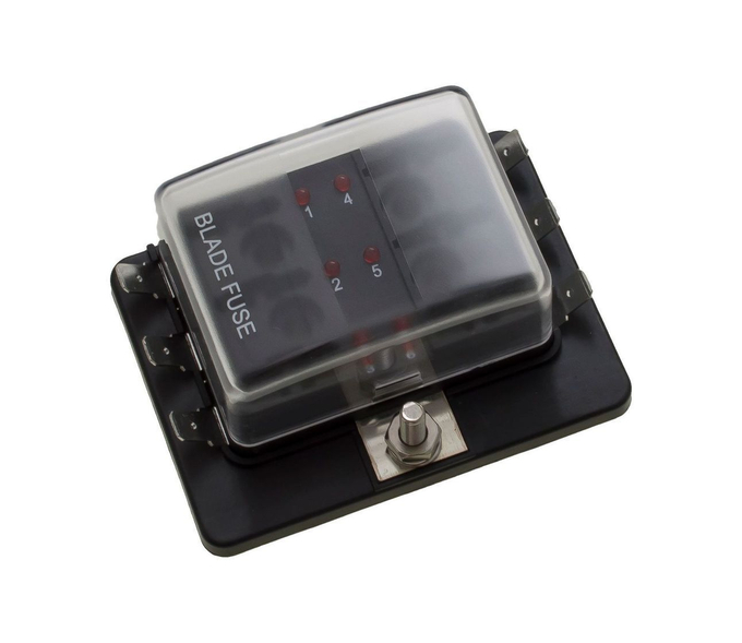 Блок на 6 предохранителей ATP/ATC/ATO с крышкой и индикацией исправности предохранителя