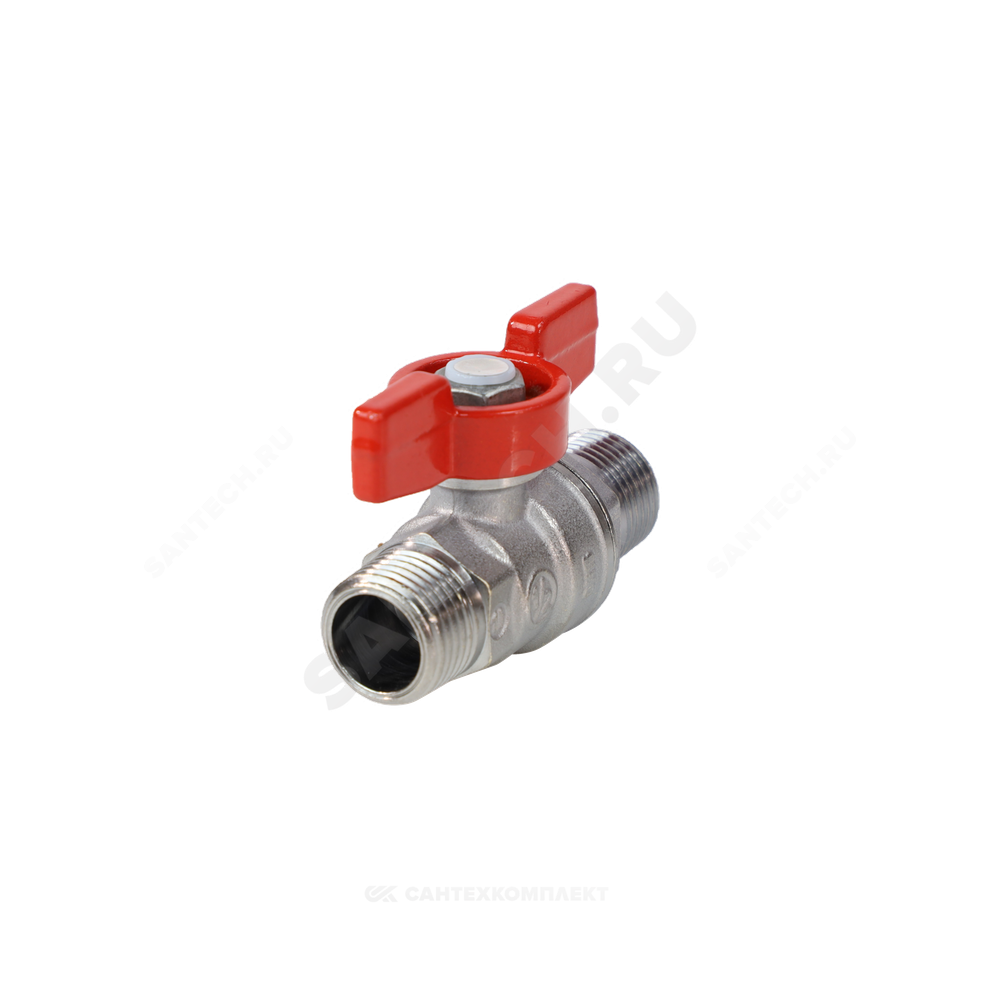 Кран шаровой латунь хром R253D Ду 32 Ру42 НР бабочка красная Giacomini R253X006