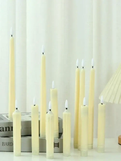 Набор 6 шт. высокие тонкие светодиодные отдельные свечи (на батарейках) украшение декоративное