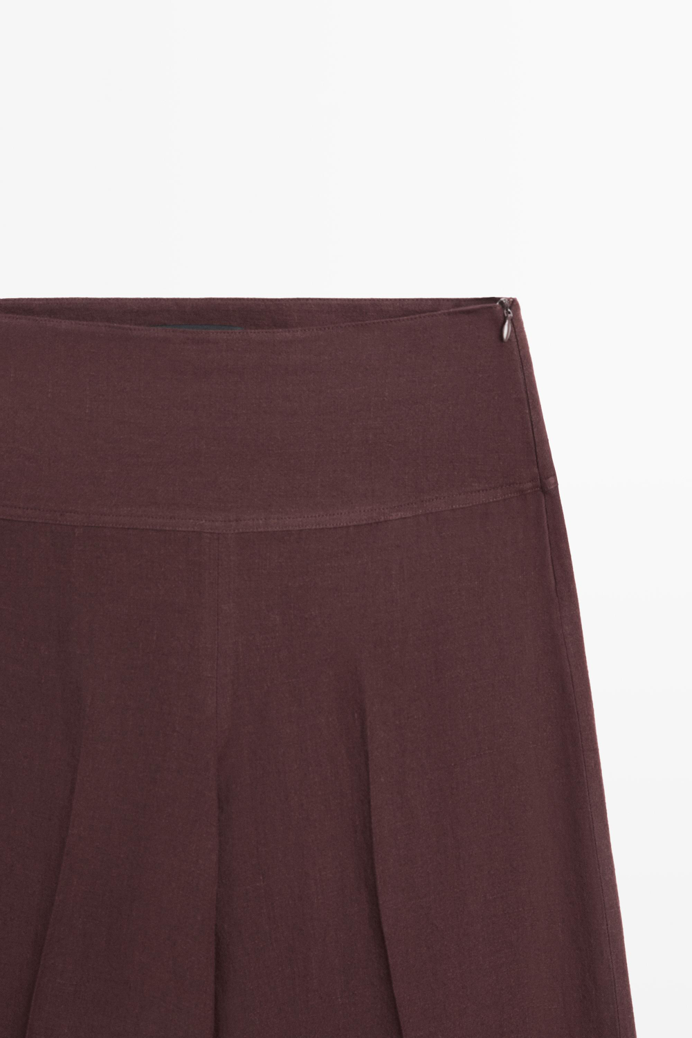 Massimo Dutti Брюки клеш из 100% льна со средней посадкой, гранатовый