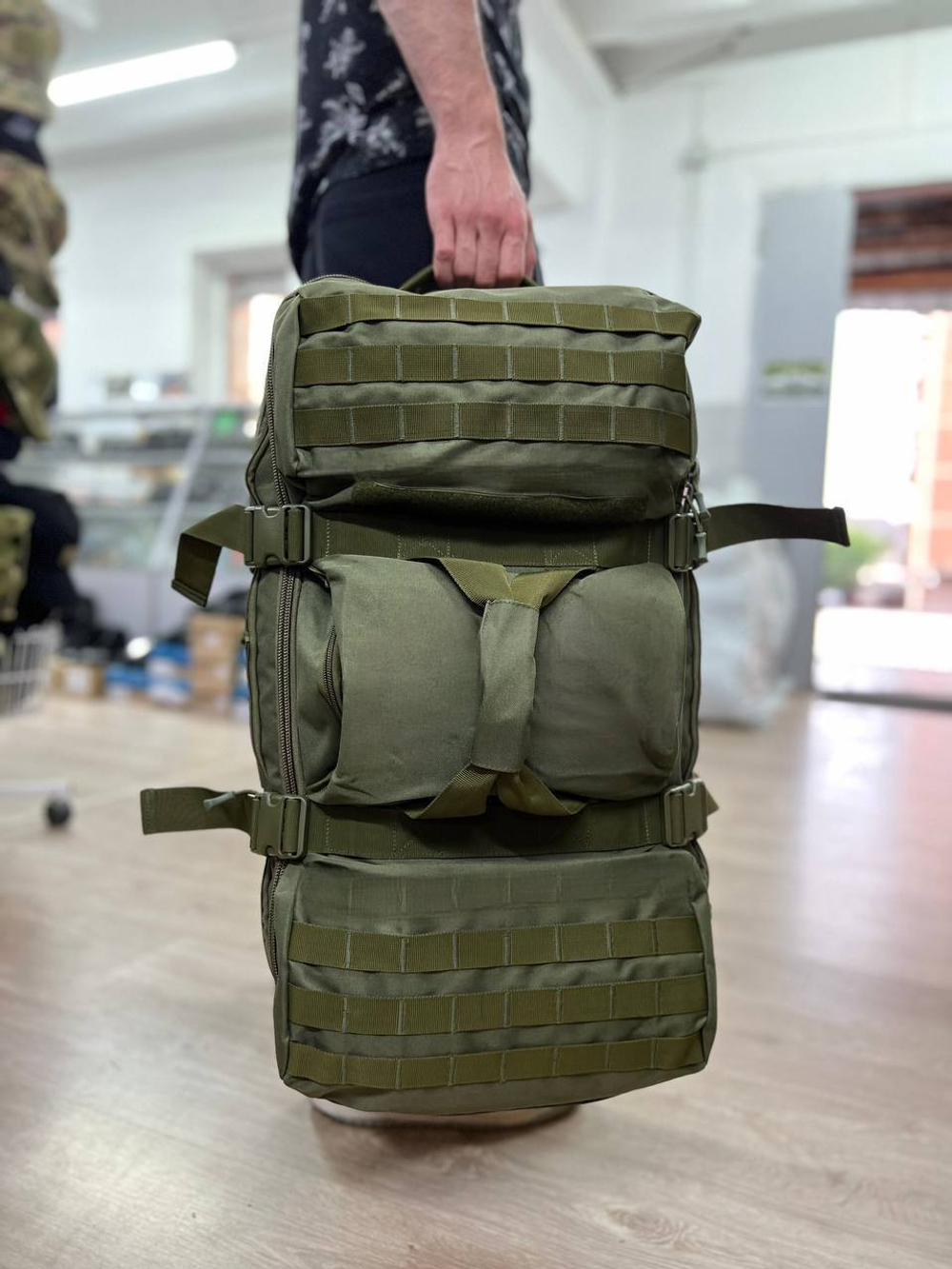 Вместительный тактический рюкзак 60л / олива