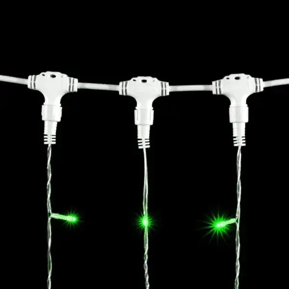 Светодиодный занавес 1*6 м., 600 зеленый LED ламп, прозрачный провод ПВХ, LTC (PCL601-10-2G)