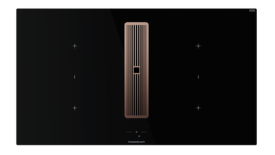 Индукционная варочная поверхность с вытяжкой Kuppersbusch с чёрными ручками KMI 9850.1 SR-S Copper