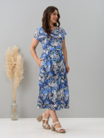 Платье П-026/голубой-ромашковоеполе