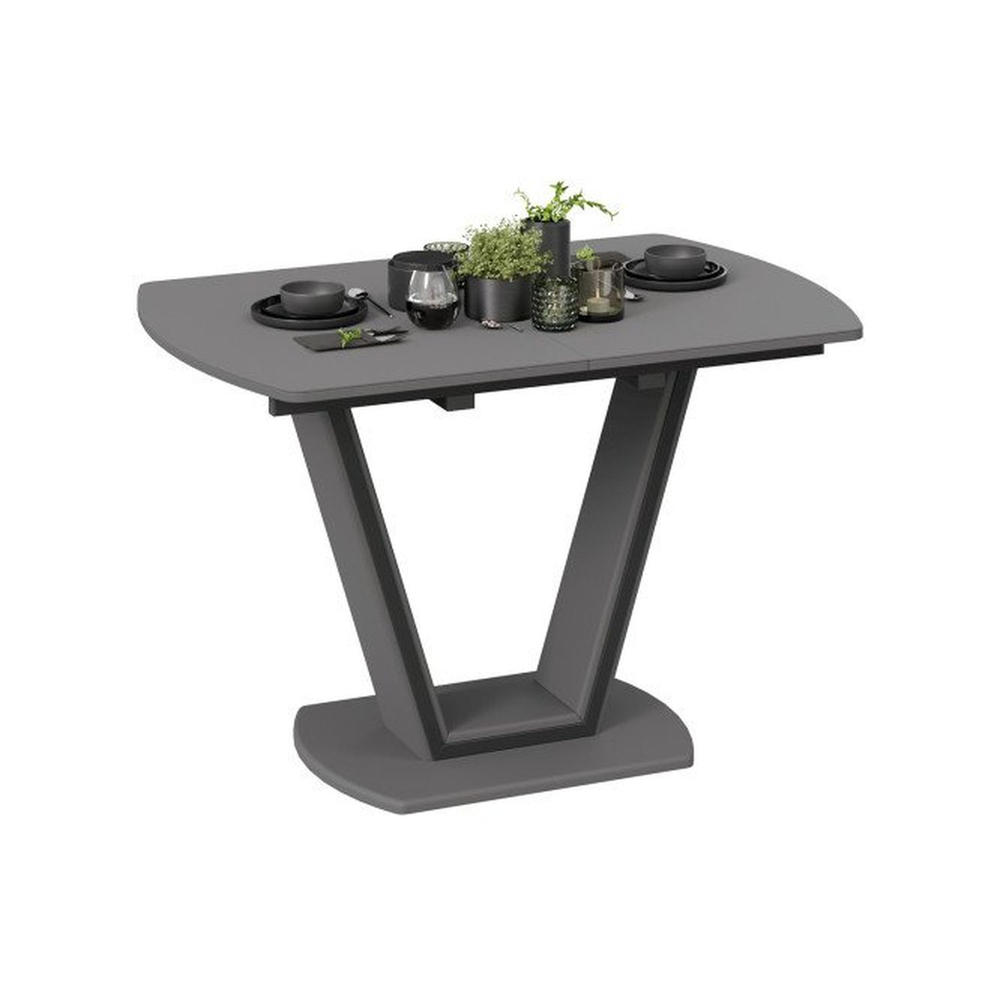 Стол кухонный обеденный раздвижной Серый Софт/Стекло Матовое Серое, Дели Тип 2, 120х80х77 см