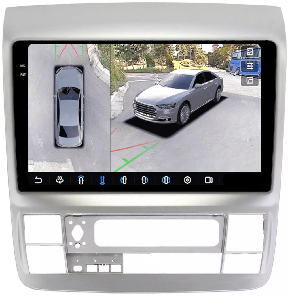 Магнитола для Toyota Alphard 1 2005-2008 - FarCar BX9-360-9575 монитор 9.5" 2K QLED на Android 13, 6Гб+128Гб, CarPlay, 4G SIM-слот, 4 камеры в комплекте