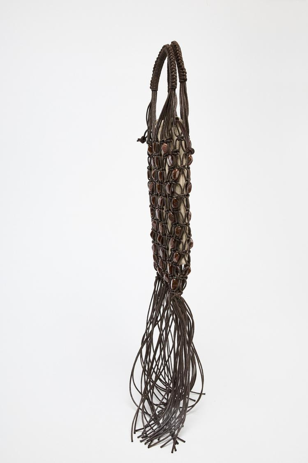 ZARA СУМКА-МЕШОК С БИСЕРОМ, КОРИЧНЕВЫЙ