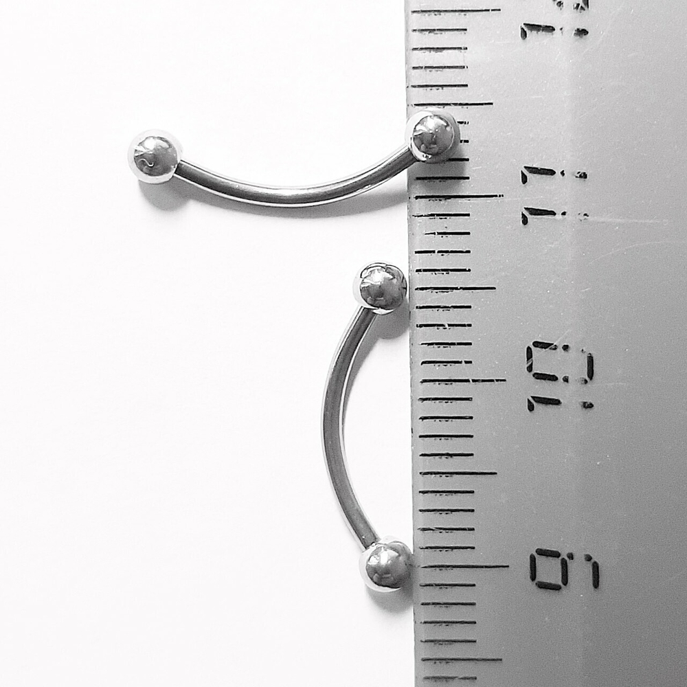 Серьга для пирсинга брови 12 мм, с шариками 3 мм, толщиной 1,2 мм. Медицинская сталь.