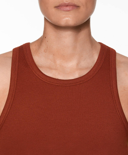 Oysho Топ на бретелях в рубчик, коричневый