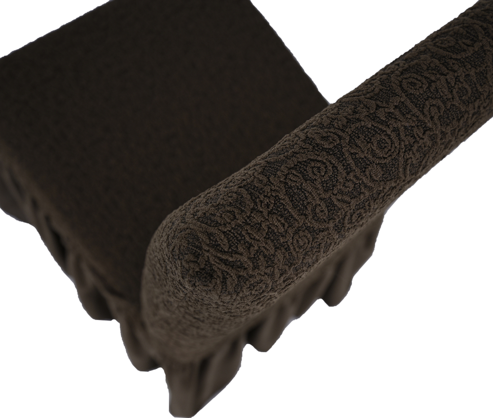 Чехол на стул с оборкой Жаккард, цвет Кофе, Набор 2 шт.