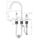 Cмеситель для раковины с выдвижным шлангом на три отверстия ADAGIO 914103GR графит