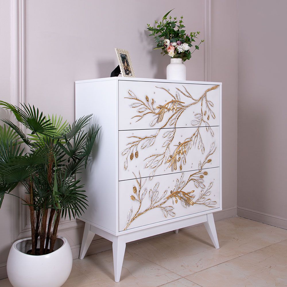 Комод Oliva Branch (Олива Бранч) с 3 ящиками Айс Мраморное Золото