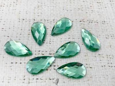 Стразы стекло клеевые, р. 2х1 см, светло-зелёный