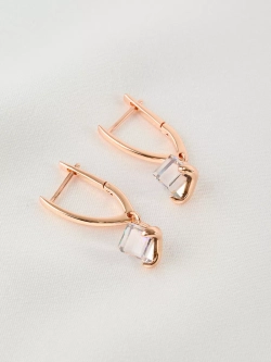 Серьги-подвески Миражи с фиолетовыми кубиками Swarovski