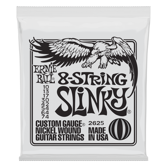 Струны для 8 струнной электрогитары ERNIE BALL 2625 Nickel Wound Slinky 10-76