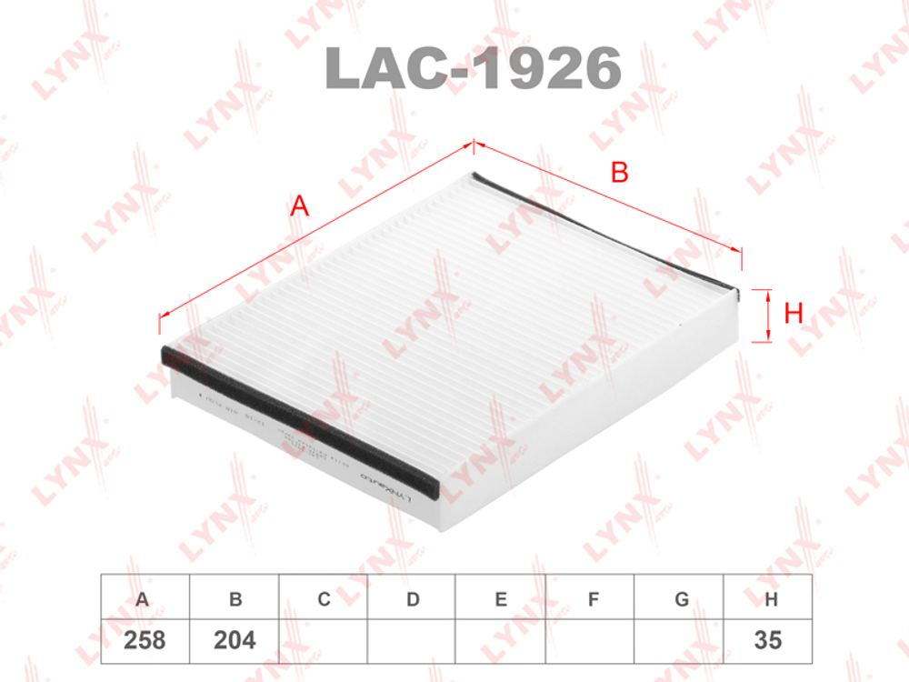 LAC-1926   LYNX     Фильтр салонный