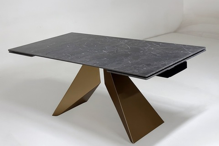 Стол М-City DISAUR Алес (Ales) 180 Черный Мрамор (Black Grave Solid Ceramic), керамика, Бронзовый