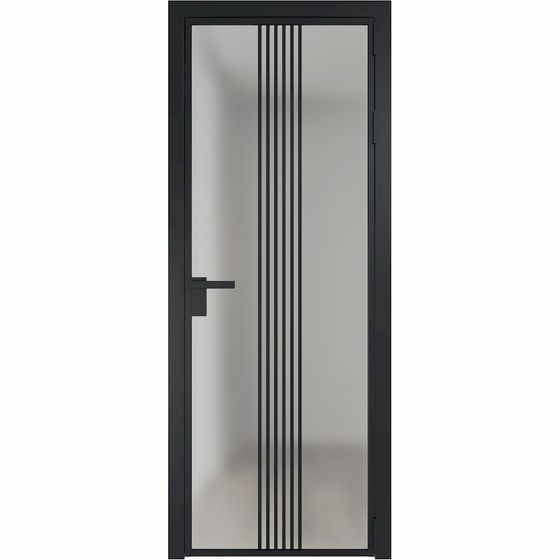 Алюминиевая дверь 18AG чёрная матовая RAL9005 стекло матовое
