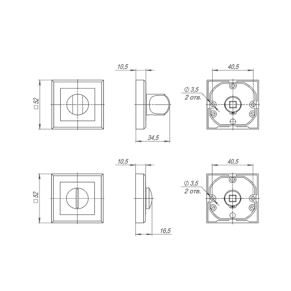 Ручка поворотная BK6.K.QL52 (BK6 QL) BL-24 черный