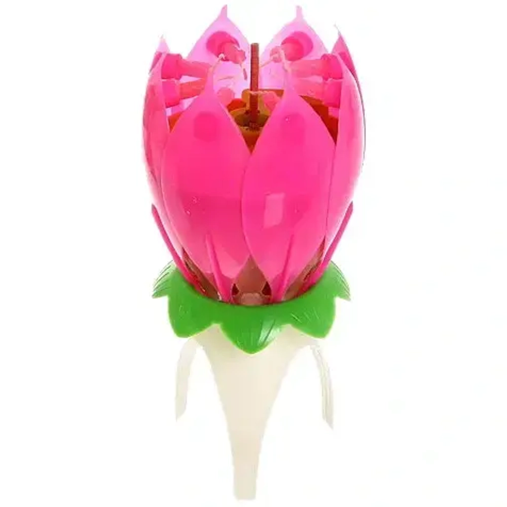 Свеча для торта раскрывающийся цветок «Салют» (8 свечей), Розовый