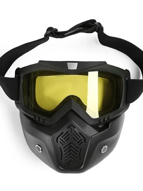 Очки-маска для езды на мототехнике, разборные, стекло желтое, цвет черный