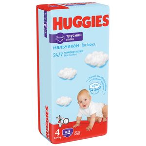 ПОДГУЗНИКИ HUGGIES ТРУСИКИ MEGA 4 ДЛЯ МАЛЬЧИКОВ 52ШТ