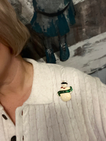 Новогодняя брошь снеговик с трубкой