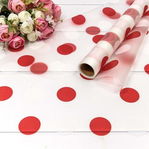 Пленка прозрачная "Горох" Красный