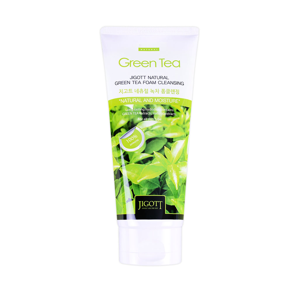 Пенка для умывания Зелёный чай JIGOTT Natural GREEN TEA Foam Cleansing, 180 мл.