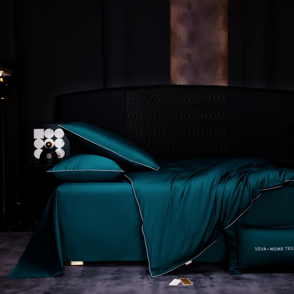 КПБ Однотонный Сатин Премиум на резинке OCPR007, 2 спальный, 4 наволочки, простынь 160*200*30