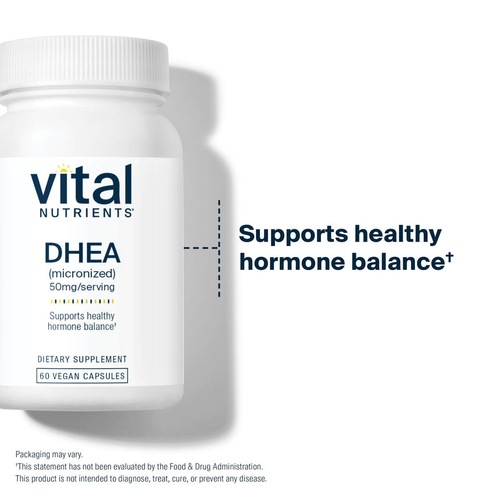 Vital Nutrients, ДГЭА (микронизированный), 50 мг, 60 веганских капсул