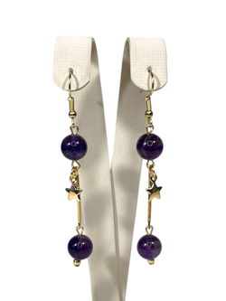 Серьги подвески с аметистом