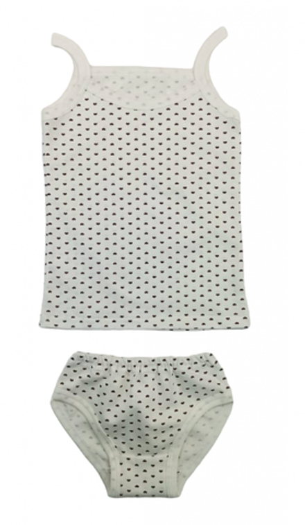 Гарнитур на бретельках 067/16 сердечки на молочном